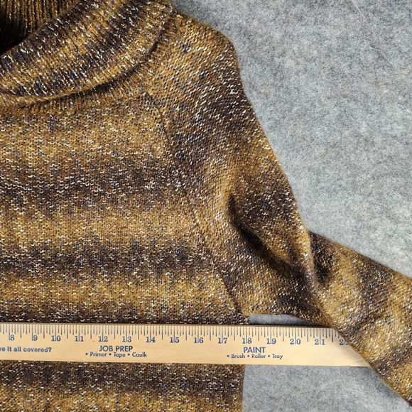 Adrienne Vittadini Studio Womens Sweater Size L Turleneck Striped Sparkle Knit - Picture 3 of 10
